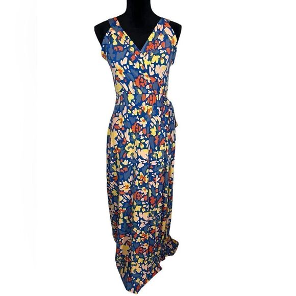 NWT 41 HAWTHORN FLORAL/TROPICAL FAUX WRAP MAXI DRESS WOMENS SIZE LARGE - Picture 2 of 13